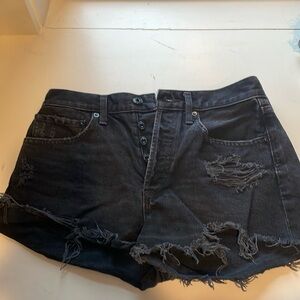 Agolde black jean shorts.